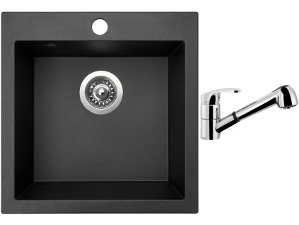 Granitový dřez Sinks VIVA 455 Metalblack + Dřezová baterie Sinks LEGENDA S Chrom + Čistící pasta Sinks na dřezy