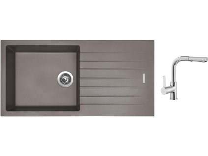 Granitový dřez Sinks PERFECTO 1000 Truffle + Dřezová baterie Sinks ENIGMA S chrom + Čistící pasta Sinks na dřezy