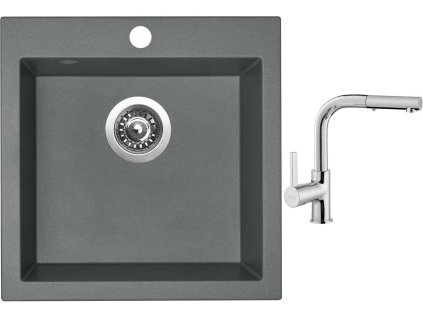 Granitový dřez Sinks VIVA 455 Titanium + Dřezová baterie Sinks ENIGMA S chrom + Čistící pasta Sinks na dřezy