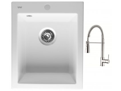 Sinks CERAM 410 Bílá + Dřezová baterie Sinks MIX 35 PROF S chrom