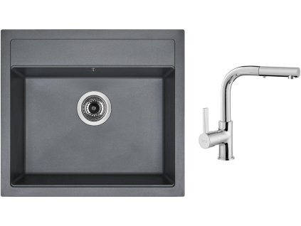 Granitový dřez Sinks SOLO 560 Titanium + Dřezová baterie Sinks ENIGMA S chrom
