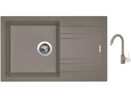 Granitový dřez Sinks LINEA 780 N Truffle + Dřezová baterie Sinks MIX 35 Truffle