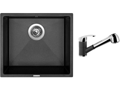 Granitový dřez Sinks FRAME 457 Metalblack + Dřezová baterie Sinks LEGENDA S Metalblack