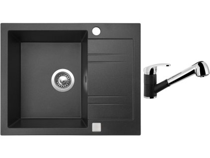 Granitový dřez Sinks LINEA 600 Granblack + Dřezová baterie Sinks LEGENDA S Granblack