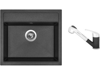 Granitový dřez Sinks SOLO 560 Metalblack + Dřezová baterie Sinks CAPRI 4 S Metalblack