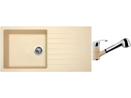 Granitový dřez Sinks PERFECTO 1000 Sahara + Dřezová baterie Sinks LEGENDA S Sahara + Čistící pasta Sinks na dřezy
