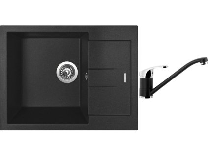 Granitový dřez Sinks AMANDA 650 Metalblack + Dřezová baterie Sinks PRONTO Metalblack + Čistící pasta Sinks na dřezy
