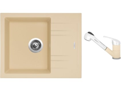 Granitový dřez Sinks LINEA 600 N Sahara + Dřezová baterie Sinks CAPRI 4 S Sahara + Čistící pasta Sinks na dřezy