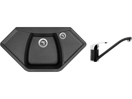 Granitový dřez Sinks NAIKY 980 Metalblack + Dřezová baterie Sinks PRONTO Metalblack + Čistící pasta Sinks na dřezy