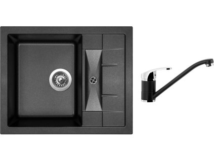 Granitový dřez Sinks CRYSTAL 615 Metalblack + Dřezová baterie Sinks PRONTO Metalblack + Čistící pasta Sinks na dřezy