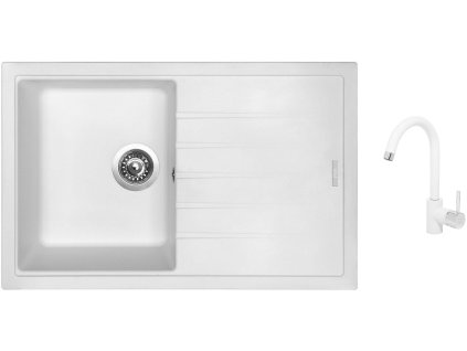 Granitový dřez Sinks BEST 780 Milk + Dřezová baterie Sinks MIX 35 Milk + Čistící pasta Sinks na dřezy