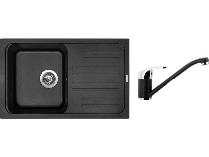 Granitový dřez Sinks CLASSIC 740 Metalblack + Dřezová baterie Sinks PRONTO Metalblack + Čistící pasta Sinks na dřezy