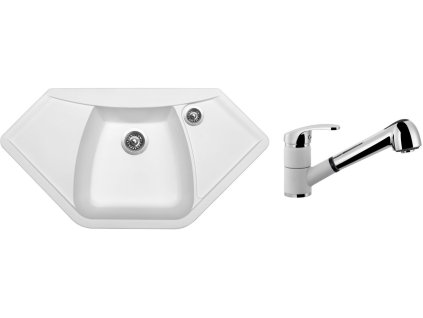 Granitový dřez Sinks NAIKY 980 Milk + Dřezová baterie Sinks LEGENDA S Milk + Čistící pasta Sinks na dřezy