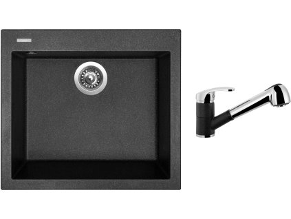 Granitový dřez Sinks CUBE 560 Granblack + Dřezová baterie Sinks LEGENDA S Granblack