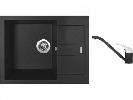 Granitový dřez Sinks AMANDA 650 Metalblack + Dřezová baterie Sinks CAPRI 4 Metalblack + Čistící pasta Sinks na dřezy