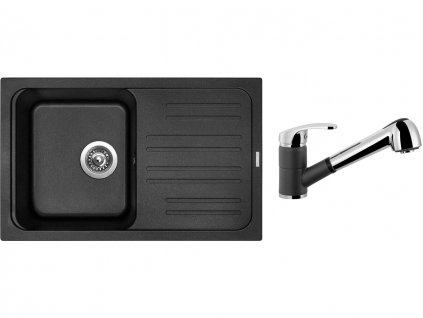 Granitový dřez Sinks CLASSIC 740 Metalblack + Dřezová baterie Sinks LEGENDA S Metalblack