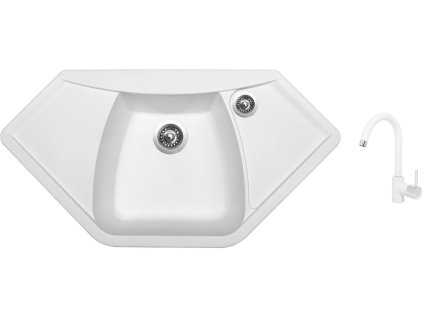 Granitový dřez Sinks NAIKY 980 Milk + Dřezová baterie Sinks MIX 35 Milk + Čistící pasta Sinks na dřezy