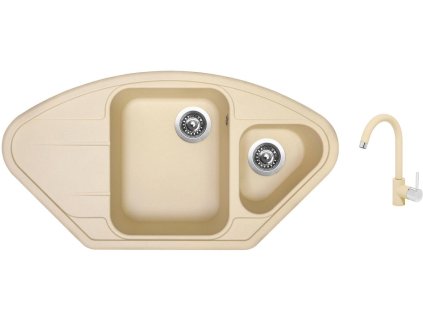 Granitový dřez Sinks LOTUS 960.1 Sahara + Dřezová baterie Sinks MIX 35 Sahara + Čistící pasta Sinks na dřezy