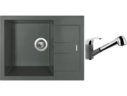 Granitový dřez Sinks AMANDA 650 Titanium + Dřezová baterie Sinks LEGENDA S Titanium + Čistící pasta Sinks na dřezy