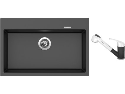 Granitový dřez Sinks MAXIMO 780 Metalblack + Dřezová baterie Sinks CAPRI 4 S Metalblack