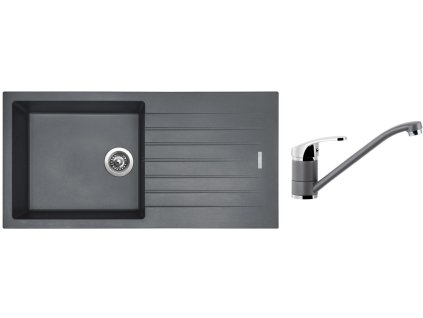 Granitový dřez Sinks PERFECTO 1000 Titanium + Dřezová baterie Sinks PRONTO Titanium + Čistící pasta Sinks na dřezy
