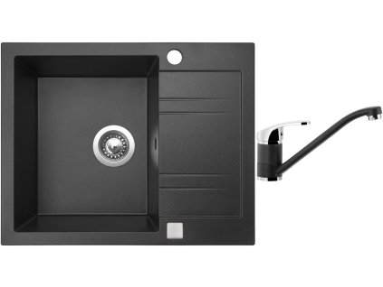 Granitový dřez Sinks LINEA 600 Granblack + Dřezová baterie Sinks Pronto Grandblack