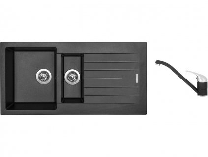 Granitový dřez Sinks PERFECTO 1000.1 Metalblack + Dřezová baterie Sinks CAPRI 4 Metalblack