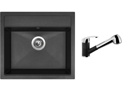 Granitový dřez Sinks SOLO 560 Granblack + Dřezová baterie Sinks LEGENDA S Granblack