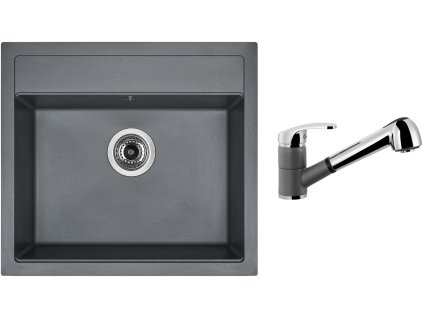 Granitový dřez Sinks SOLO 560 Titanium + Dřezová baterie Sinks LEGENDA S Titanium + Čistící pasta Sinks na dřezy