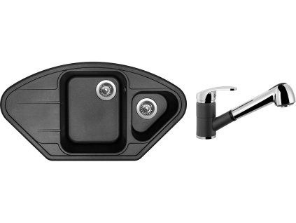 Granitový dřez Sinks LOTUS 960.1 Metalblack + Dřezová baterie Sinks LEGENDA S Metalblack + Čistící pasta Sinks na dřezy