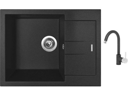 Granitový dřez Sinks AMANDA 650 Metalblack + Dřezová baterie Sinks MIX 35 Metalblack + Čistící pasta Sinks na dřezy