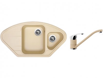 Granitový dřez Sinks LOTUS 960.1 Sahara + Dřezová baterie Sinks PRONTO Sahara + Čistící pasta Sinks na dřezy