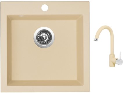 Granitový dřez Sinks VIVA 455 Sahara + Dřezová baterie Sinks MIX 35 Sahara + Čistící pasta Sinks na dřezy