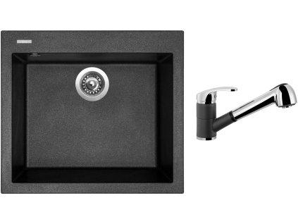 Granitový dřez Sinks CUBE 560 Metalblack + Dřezová baterie Sinks LEGENDA S Metalblack
