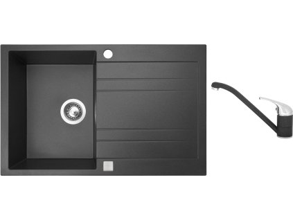 Granitový dřez Sinks GRANDE 800 Granblack + Dřezová baterie Sinks CAPRI 4 Granblack + Čistící pasta Sinks na dřezy