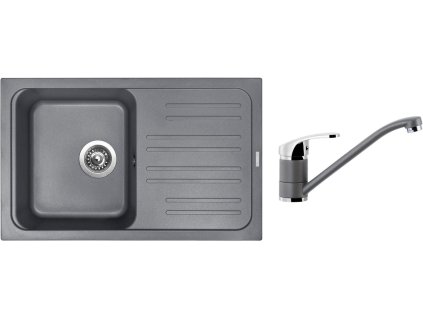Granitový dřez Sinks CLASSIC 740 Titanium + Dřezová baterie Sinks PRONTO Titanium + Čistící pasta Sinks na dřezy