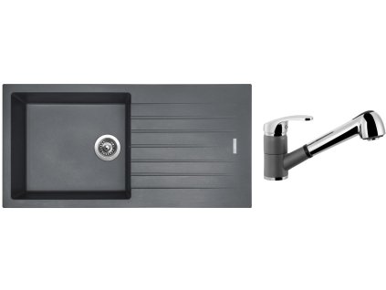 Granitový dřez Sinks PERFECTO 1000 Titanium + Dřezová baterie Sinks LEGENDA S Titanium + Čistící pasta Sinks na dřezy