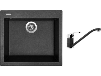 Granitový dřez Sinks CUBE 560 Granblack + Dřezová baterie Sinks Pronto Grandblack