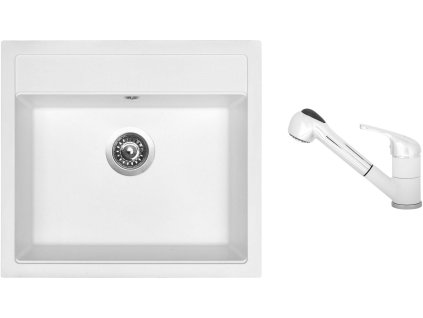 Granitový dřez Sinks SOLO 560 Milk + Dřezová baterie Sinks CAPRI 4 S Milk + Čistící pasta Sinks na dřezy