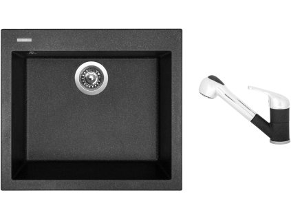 Granitový dřez Sinks CUBE 560 Granblack + Dřezová baterie Sinks CAPRI 4 S Granblack