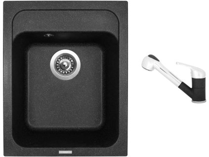 Granitový dřez Sinks CLASSIC 400 Granblack + Dřezová baterie Sinks CAPRI 4 S Granblack