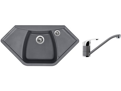 Granitový dřez Sinks NAIKY 980 Titanium + Dřezová baterie Sinks PRONTO Titanium + Čistící pasta Sinks na dřezy