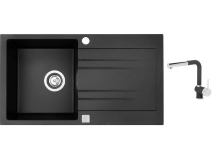 Granitový dřez Sinks RAPID 780 Granblack + Dřezová baterie Sinks MIX 3 P Granblack + Čistící pasta Sinks na dřezy
