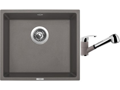 Granitový dřez Sinks FRAME 457 Truffle + Dřezová baterie Sinks LEGENDA S Truffle + Čistící pasta Sinks na dřezy