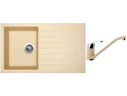 Granitový dřez Sinks PERFECTO 860 Sahara + Dřezová baterie Sinks PRONTO Sahara + Čistící pasta Sinks na dřezy