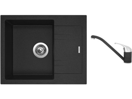 Granitový dřez Sinks LINEA 600 N Granblack + Dřezová baterie Sinks CAPRI 4 Granblack