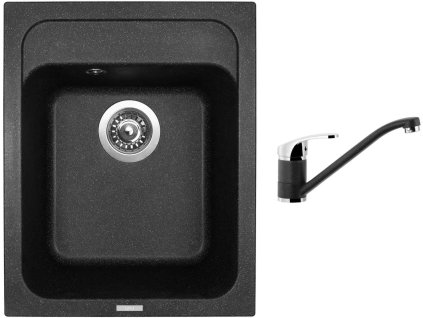 Granitový dřez Sinks CLASSIC 400 Granblack + Dřezová baterie Sinks Pronto Grandblack + Čistící pasta Sinks na dřezy