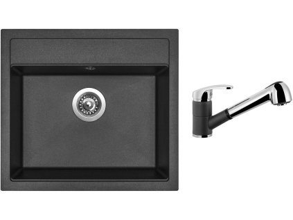 Granitový dřez Sinks SOLO 560 Metalblack + Dřezová baterie Sinks LEGENDA S Metalblack