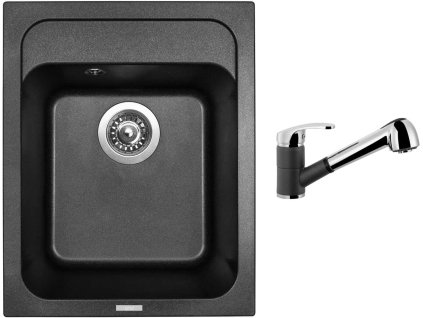 Granitový dřez Sinks CLASSIC 400 Metalblack + Dřezová baterie Sinks LEGENDA S Metalblack + Čistící pasta Sinks na dřezy