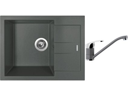 Granitový dřez Sinks AMANDA 650 Titanium + Dřezová baterie Sinks PRONTO Titanium + Čistící pasta Sinks na dřezy